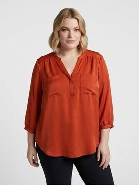 torrid Rust Orange Split-Neck Blouse